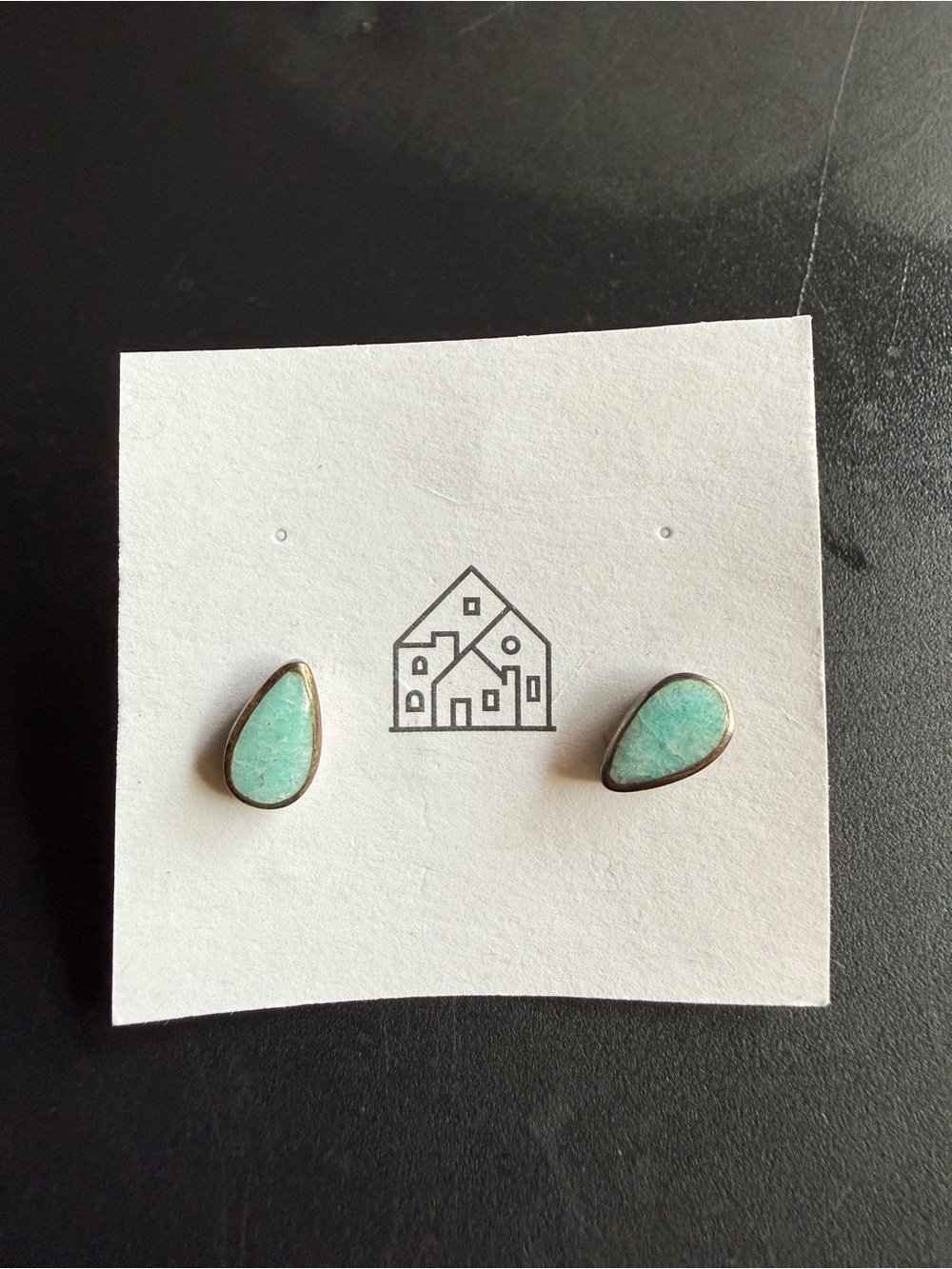 Teardrop Mint Green Stone Stud Earrings - Toronto Designer